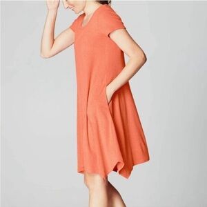 NWT J. Jill PureJill Orange Peach Terry Cloth Oasis Dipped Hem Pocket Dress